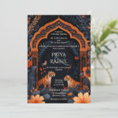 Invitation Élégant Mariage indien de l'Arc de tigres de la ma (Debout devant)