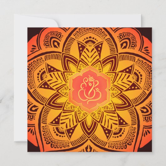 Invitation Élégant Mariage indien de Mandala du Ganesh Classy (Devant)