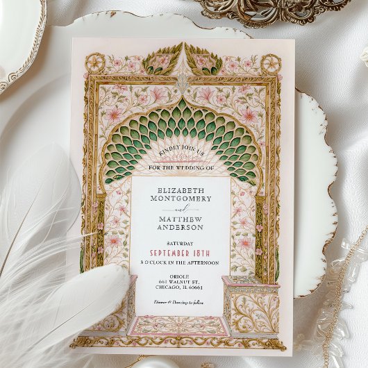 Invitation Élégant Mariage indien Floral Arch Motif