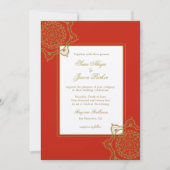 Invitation Élégant mariage indien Mandala rouge & or (Devant)