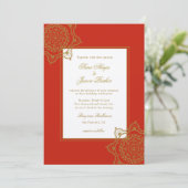 Invitation Élégant mariage indien Mandala rouge & or (Debout devant)