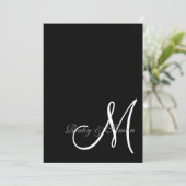 Invitation Élégant Mariage Initiale Noir Blanc (Debout devant)