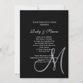 Invitation Élégant Mariage Initiale Noir Blanc (Dos)
