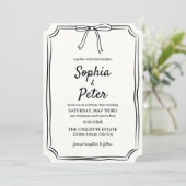 Invitation Élégant Mariage intemporel Coquette à main (Debout devant)