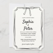 Invitation Élégant Mariage intemporel Coquette à main (Devant)