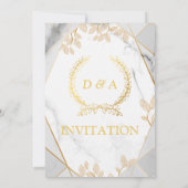 Invitation Elégant mariage Invitation, marbre, or (Dos)