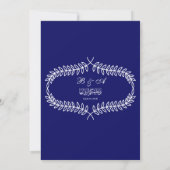Invitation Elégant Mariage islamique à feuille bleue et blanc (Dos)