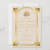 Invitation Élégant Mariage islamique Beige et or (Devant)