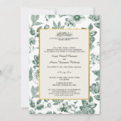 Invitation Élégant mariage islamique botanique vert (Devant)