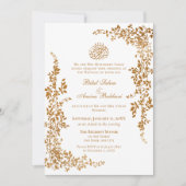 Invitation Élégant Mariage islamique de la feuille d'or (Devant)