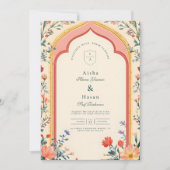 Invitation Élégant Mariage islamique floral (Devant)