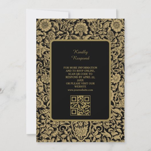 Invitation Élégant Mariage islamique Nikah avec code QR (Dos)