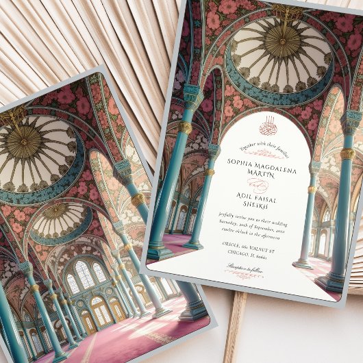 Invitation Élégant Mariage islamique Plafond floral Artwork
