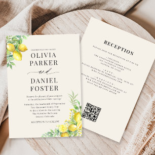 Invitation Élégant mariage italien au citron QR Code