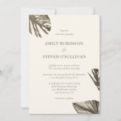 Invitation Élégant Mariage ivoire de la feuille d'or (Devant)