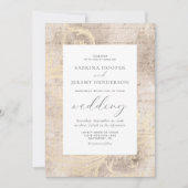 Invitation Élégant Mariage ivoire Vintage en détresse (Devant)