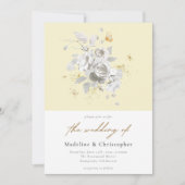 Invitation Élégant Mariage jaune blanc floral (Devant)