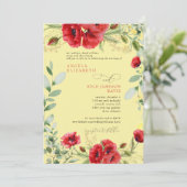 Invitation Élégant Mariage jaune couleur rouge (Debout devant)