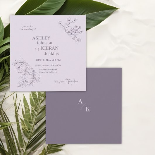 Invitation Élégant Mariage Lavender