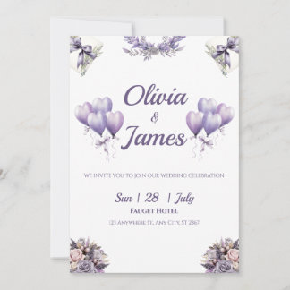 Invitation Élégant Mariage Lavender