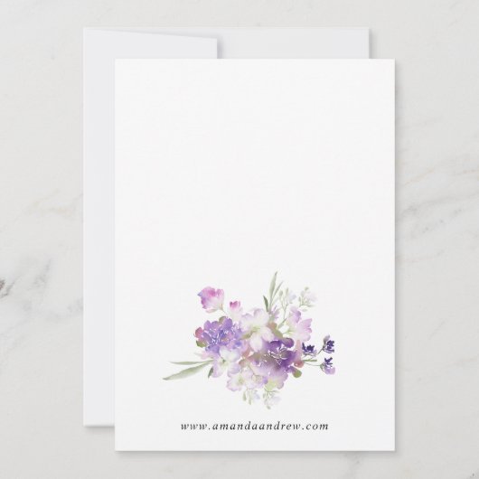 Invitation Élégant Mariage Lilac Purple Fleurs (Dos)