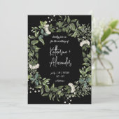 Invitation Élégant mariage Lily à fleurs noires (Debout devant)