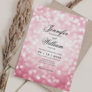Invitation Elégant Mariage Lumières Vintage Rose rose QR RSVP