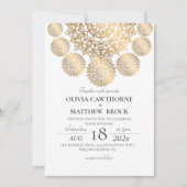 Invitation Élégant Mariage Mandala Gold Blanc (Devant)