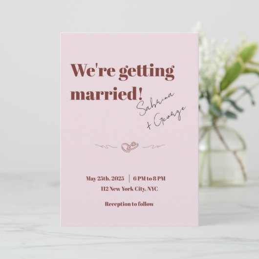 Invitation Élégant Mariage manuscrit rétro moderne (Debout devant)