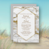 Invitation Élégant Mariage Marbre blanc de Parties scintillan