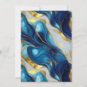 Invitation Elégant Mariage marbré Faux Gold, Bleu et Blanc (Dos)