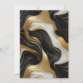 Invitation Elégant Mariage marbré Faux Gold, noir et blanc (Dos)