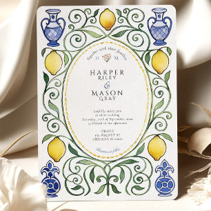 Invitation Élégant mariage méditerranéen aux carreaux de céra