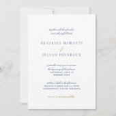 Invitation Elégant Mariage méditerranéen blanc et bleu (Devant)