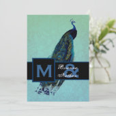 Invitation Élégant Mariage métallurgique de Peacock Bleu