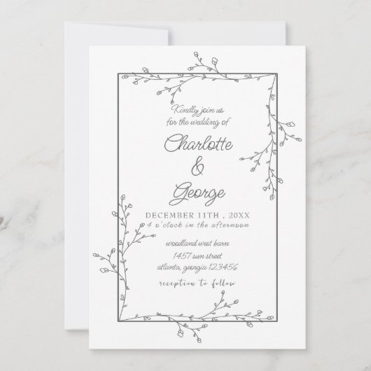 Invitation Élégant Mariage minimal (Devant)