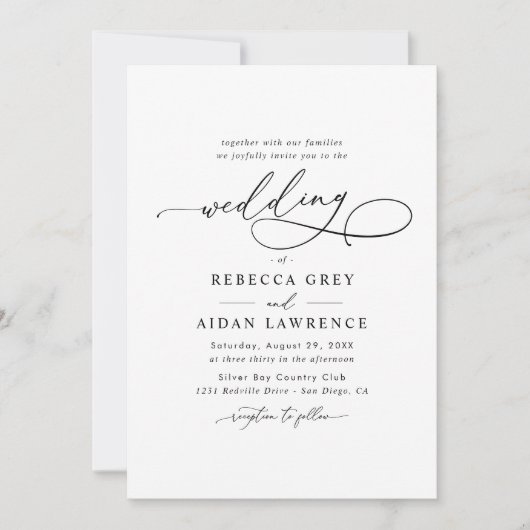 Invitation Élégant Mariage minimal de script (Devant)