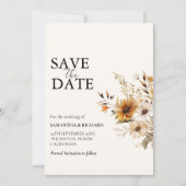 Invitation Élégant Mariage minimal Fleur sauvage Enregistrer  (Devant)