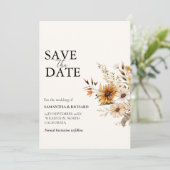 Invitation Élégant Mariage minimal Fleur sauvage Enregistrer  (Debout devant)