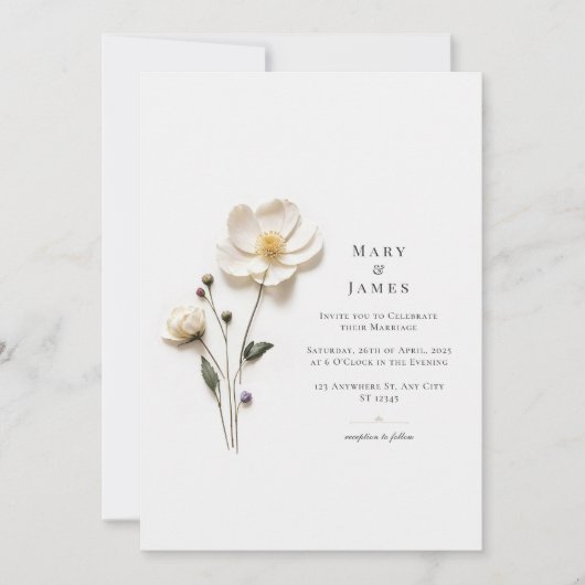 Invitation Élégant Mariage minimaliste chic (Devant)