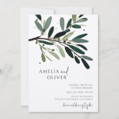 Invitation Élégant Mariage minimaliste de branche d'olivier (Devant)