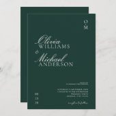 Invitation Élégant Mariage minimaliste Emerald Green (Devant / Derrière)