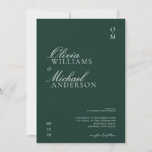 Invitation Élégant Mariage minimaliste Emerald Green