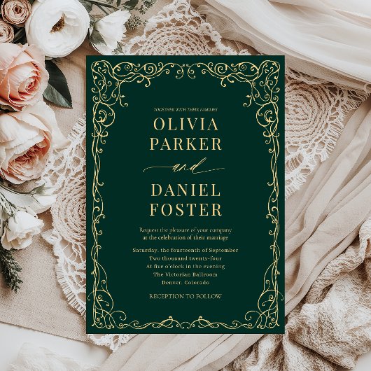 Invitation Élégant Mariage minimaliste Emerald Green