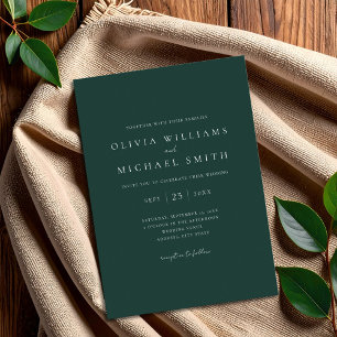 Invitation Élégant Mariage minimaliste Emerald Green