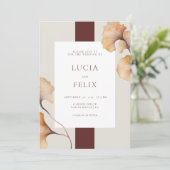 Invitation Élégant Mariage minimaliste Floral Automne (Debout devant)