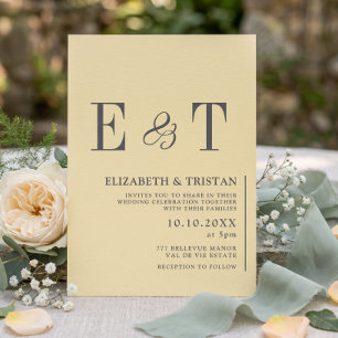 Invitation Élégant Mariage Minimaliste Jaune Beurre