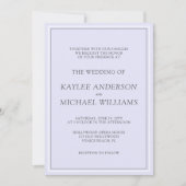 Invitation Élégant Mariage minimaliste Lavande (Devant)