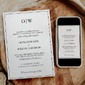 Invitation Élégant Mariage Minimaliste Monogramme