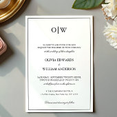 Invitation Élégant Mariage Minimaliste Monogramme